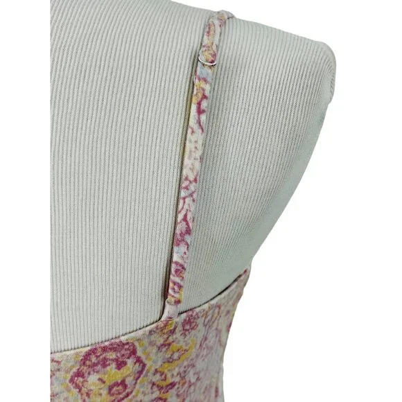 Vintage Intimately Free People Pink & Yellow Paisley Empire Waist Cami Top Y2K - Picture 6 of 12